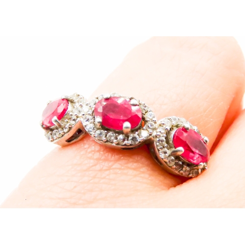 312 - Pandora Silver Ruby and Gemstone Set Cluster Ring Size M and a Half