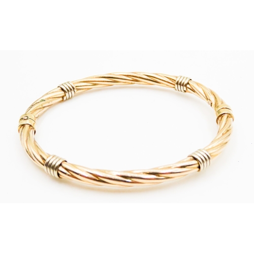 314 - 9 Carat Yellow Gold Twist Form Bangle Bracelet Inner Width 6.5cm