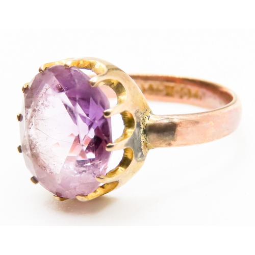 317 - Amethyst Basket Set Single Stone Ring Mounted in 9 Carat Yellow and Rose Gold Ring Size N