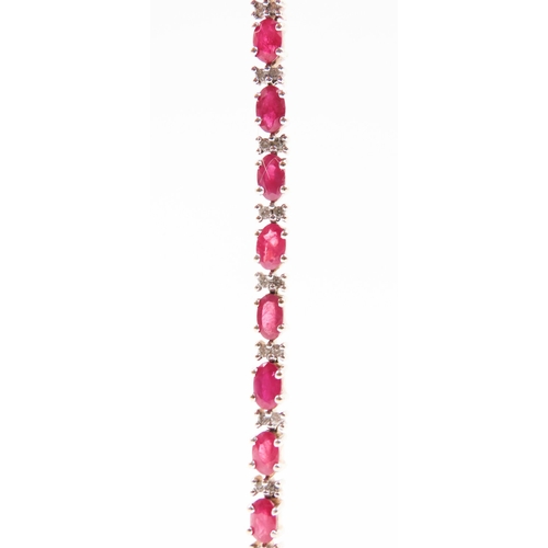 32 - Ruby and Diamond Set Ladies Bracelet Mounted in 9 Carat Yellow Gold 19.5cm Long