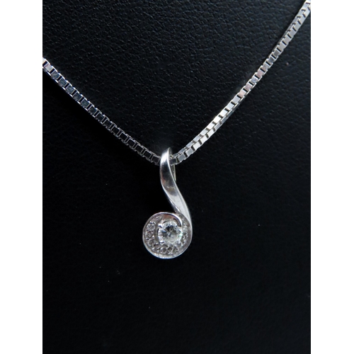 321 - Diamond Solitaire Pendant Necklace Set in 9 Carat White Gold Further Set on 9 Carat White Gold Chain... 