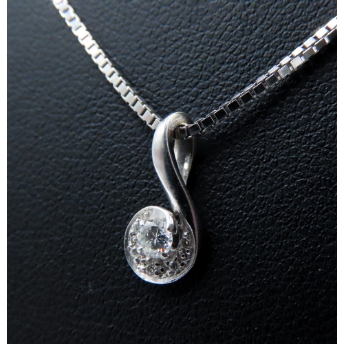 321 - Diamond Solitaire Pendant Necklace Set in 9 Carat White Gold Further Set on 9 Carat White Gold Chain... 