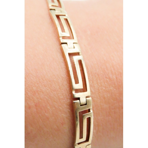 323 - 9 Carat Yellow Gold Geometric Form Panel Link Bracelet Articulated Form 18.5cm Long