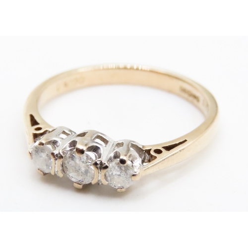 325 - Three Stone Diamond Half Bezel Set Ring Mounted in 9 Carat Yellow Gold Ring Size M