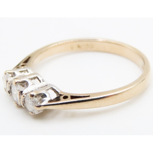 325 - Three Stone Diamond Half Bezel Set Ring Mounted in 9 Carat Yellow Gold Ring Size M