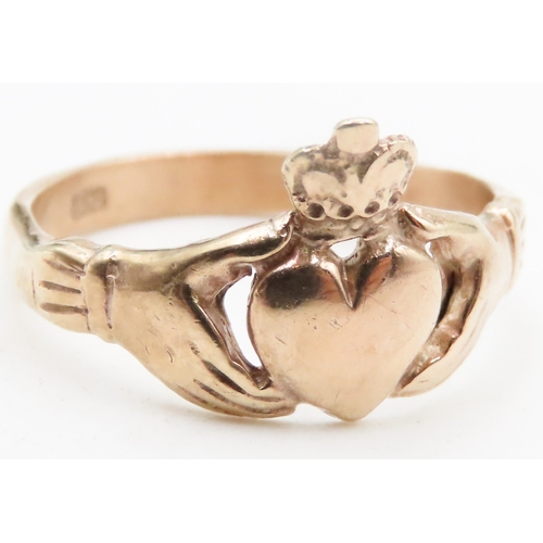 330 - 9 Carat Yellow Gold Claddagh Motif Ring Size U