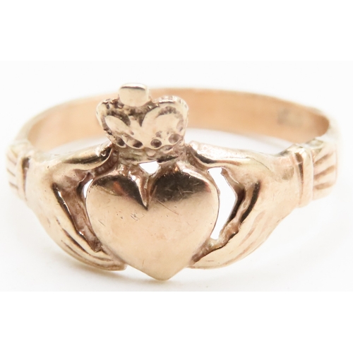 330 - 9 Carat Yellow Gold Claddagh Motif Ring Size U