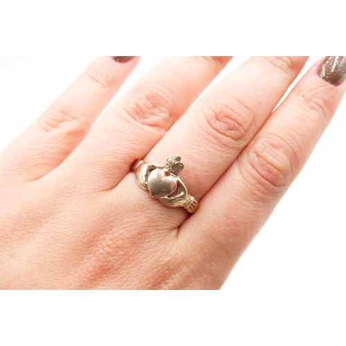 330 - 9 Carat Yellow Gold Claddagh Motif Ring Size U