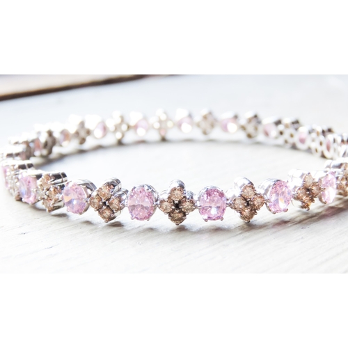 34 - Diamond and Pink Sapphire Set Ladies Bangle Bracelet Finely Detailed Mounted in 18 Carat White Gold ... 