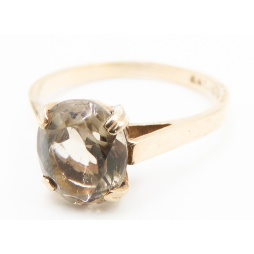 340 - Pale Citrine Basket Set Single Stone Ring Mounted in 9 Carat Yellow Gold Ring Size L and a Half