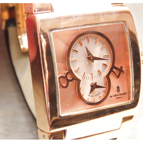 351 - de Grisogono Geneve 18 Carat Rose Gold Instrumentation Swiss Made Automatic Wristwatch Rose Gold Dia... 