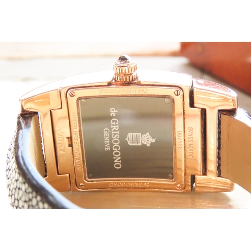 351 - de Grisogono Geneve 18 Carat Rose Gold Instrumentation Swiss Made Automatic Wristwatch Rose Gold Dia... 