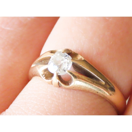 353 - Diamond Solitaire Belcher Set Ring Mounted in 18 Carat Yellow Gold Ring Size R