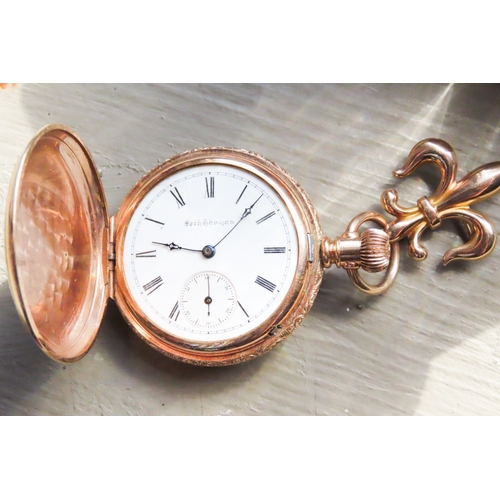 355 - 9 Carat Yellow Gold Cased Seth Thomas Pocket Watch with Rose Gold Clasp