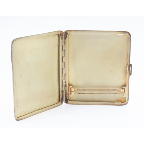 361 - Enamel Decorated Silver Cigarette Case by Mappin & Webb Ltd 8cm by 7cm