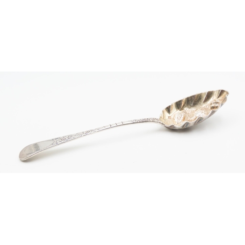 368 - Silver Berry Serving Spoon Attractively Detailed 18cm Long