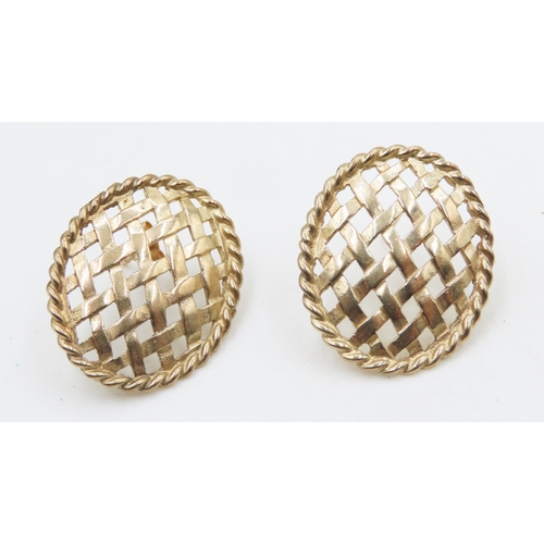 374 - Pair of 9 Carat Yellow Gold Weaved Basket Form Earrings Each 2cm High