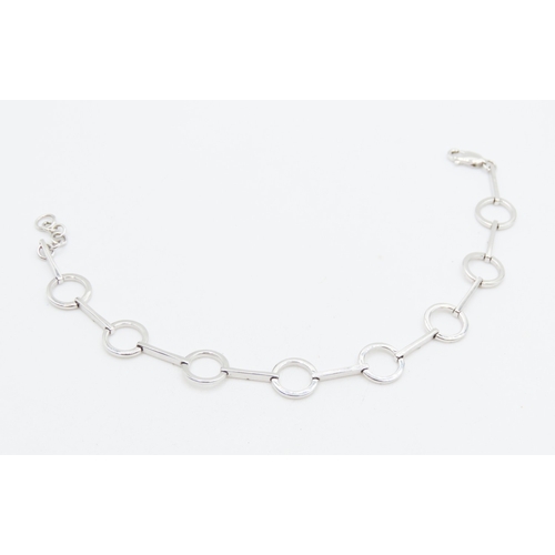 376 - 9 Carat White Gold Circular Form Link Bracelet 19.5cm Long