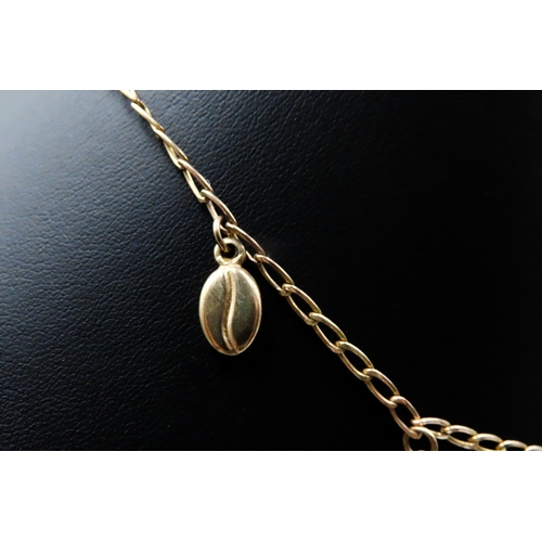 391 - 9 Carat Yellow Gold Charm Necklace with Grape, Coffee Bean and Other Charms 46cm Long