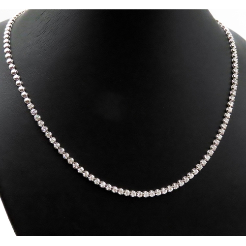 393 - Sixty Two Diamond Set Ladies Necklace Mounted in 18 Carat White Gold 42cm Long Total Diamond Carat W... 