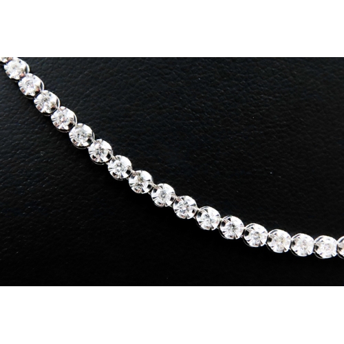 393 - Sixty Two Diamond Set Ladies Necklace Mounted in 18 Carat White Gold 42cm Long Total Diamond Carat W... 