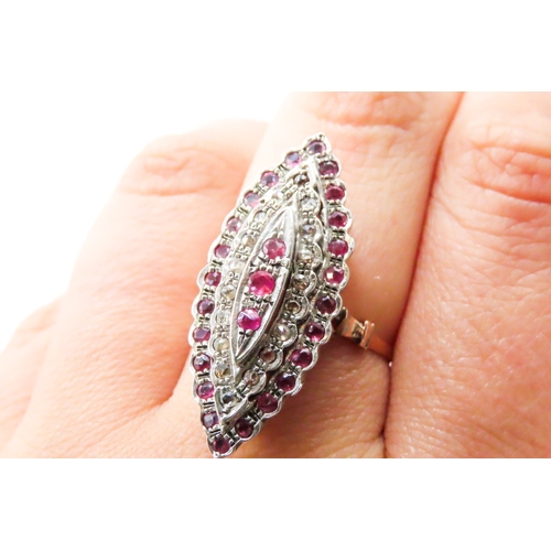 394 - Ruby and Diamond Set Ring Mounted in 9 Carat Yellow Gold with Silver Setting to Stones Size Q and a ... 