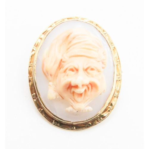 404 - Cameo Set Brooch Mounted in 9 Carat Yellow Gold 2.5cm High