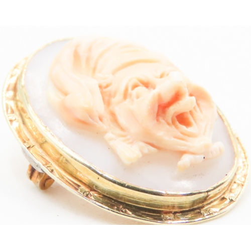 404 - Cameo Set Brooch Mounted in 9 Carat Yellow Gold 2.5cm High