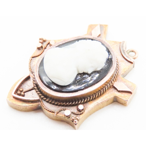 405 - Cameo Set Pendant Mounted in 9 Carat Rose Gold 3cm High