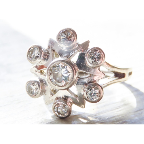 416 - Seven Stone Diamond Set Cluster Ring Mounted on 18 Carat White Gold Size M Total Diamond Carat Weigh... 