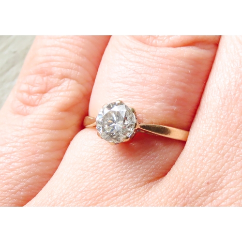 418 - 1 Carat Diamond Solitaire Ring Mounted in 18 Carat Yellow Gold Ring Size N and a Half