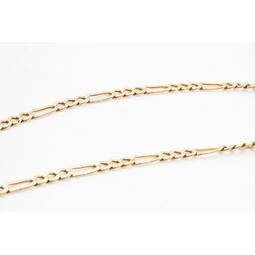 427 - 9 Carat Yellow Gold Figaro Link T-Bar Pocket Watch Chain or Necklace 56cm Long