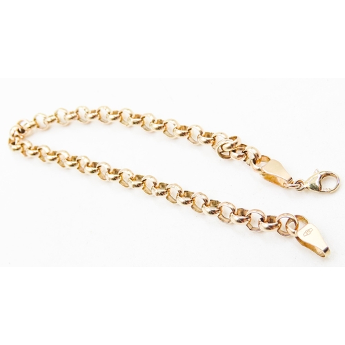 434 - 9 Carat Yellow Gold Belcher Link Bracelet 18.5cm Long