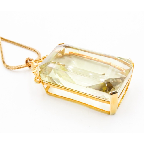 440 - Basket Set Pale Citrine Statement Pendant Set in 14 Carat Yellow Gold 6cm High Further Set on 18 Car... 