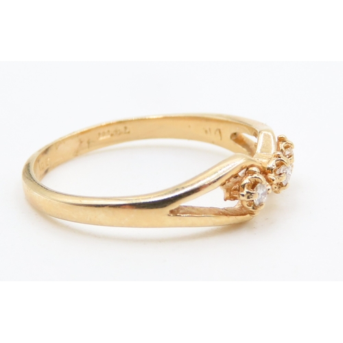 447 - Diamond Three Stone Ring Set in 18 Carat Yellow Gold Ring Size L and a Half