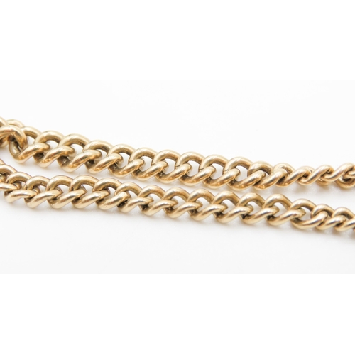 448 - 9 Carat Yellow Gold Graduated Curb Link T-Bar Bracelet 20cm Long