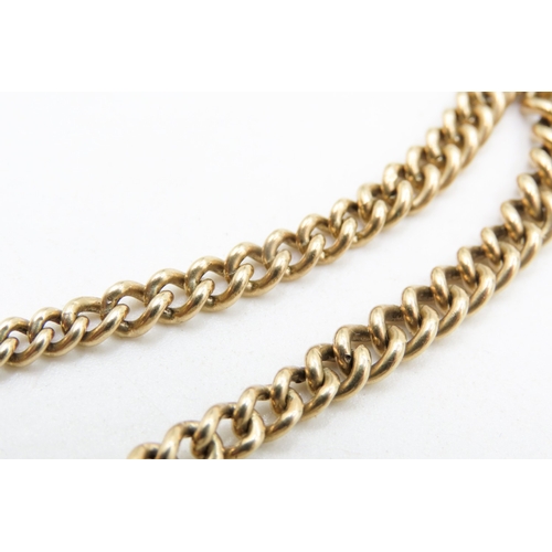 448 - 9 Carat Yellow Gold Graduated Curb Link T-Bar Bracelet 20cm Long