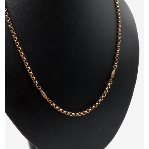 449 - 9 Carat Yellow and Rose Gold Belcher Link Necklace 46cm Long