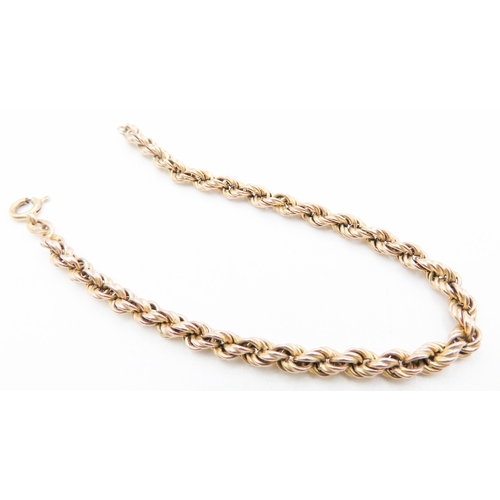 453 - 9 Carat Yellow Gold Rope Chain Bracelet 18.5cm Long