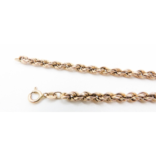 453 - 9 Carat Yellow Gold Rope Chain Bracelet 18.5cm Long