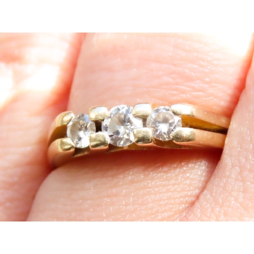 461 - Diamond Three Stone Ring Mounted on 18 Carat Yellow Gold Band Ring Size N and a Half