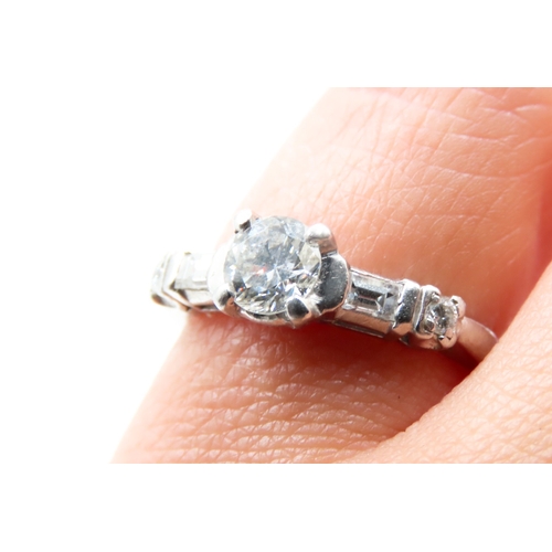 465 - Diamond Set Ladies Ring Mounted in 18 Carat White Gold with Further Diamonds Set to Shoulders Ring S... 