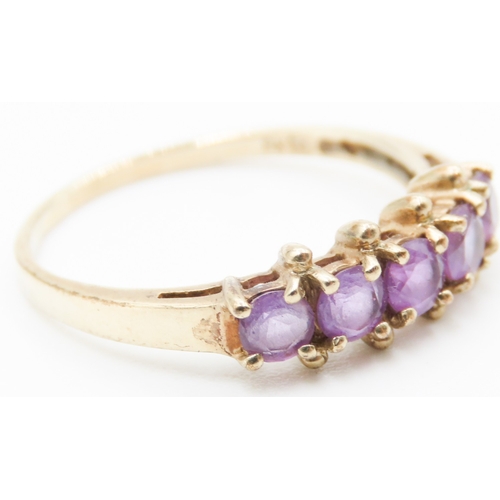 473 - Five Stone Amethyst Ring Set in 9 Carat Yellow Gold Ring Size P