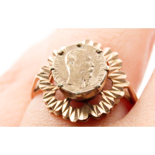 485 - Finely Detailed Coin Set Ring Mounted in 9 Carat Yellow Gold Size O