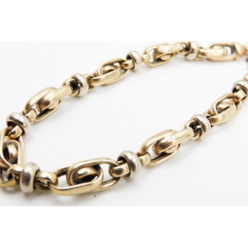 493 - 9 Carat Yellow and White Gold Fancy Link Bracelet 20cm Long