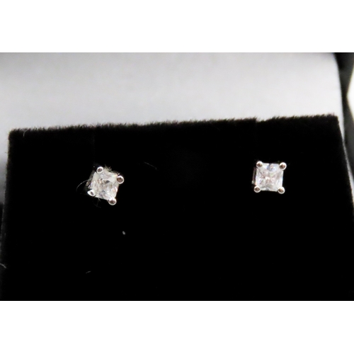 495 - Pair of 9 Carat White Gold Gemstone Set Stud Earrings