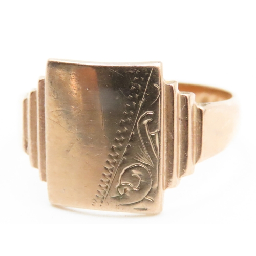 502 - 9 Carat Rose Gold Panel Form Ring Size R