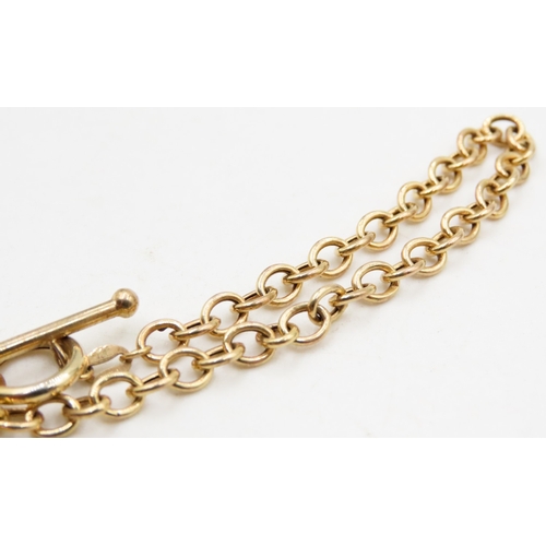 504 - 9 Carat Yellow Gold T-Bar Bracelet with Heart Charm 18cm Long