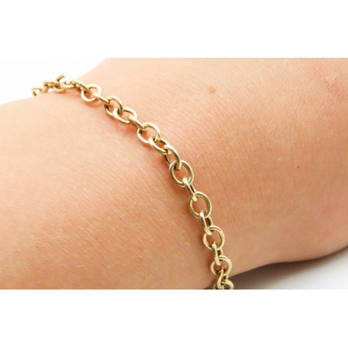 504 - 9 Carat Yellow Gold T-Bar Bracelet with Heart Charm 18cm Long