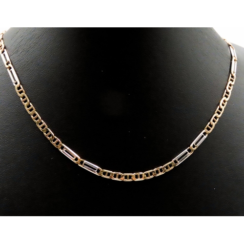 505 - 9 Carat Yellow and White Gold Fancy Link Necklace 42cm Long